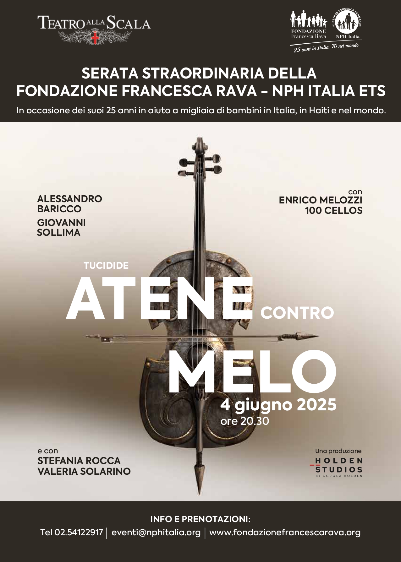 4 giugno 2025: Serata Straordinaria al Teatro alla Scala “Tucidide. Atene contro Melo” di Alessandro Baricco e Giovanni Sollima