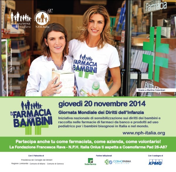 La Fondazione Francesca Rava a Bologna a Cosmofarma, dal 9 all'11 maggio per lanciare la nuova edizione di In Farmacia per i bambini 