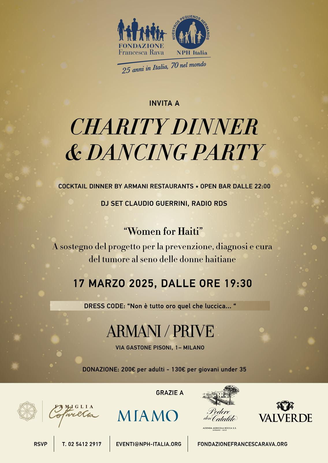 17 marzo @Armani/Privé, unisciti a noi per il Charity Dinner & Dancing Party – 